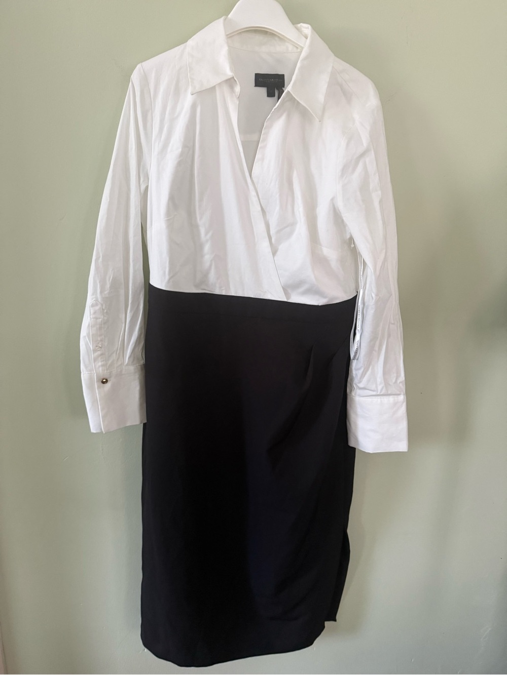 Donna Karan Black and White Wrap-Style Pencil Skirt Dress
